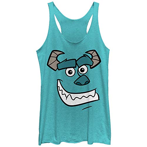 Fifth Sun Junior's Pixar Monsters Sullys Face Tri-Blend Racerback Layering Tank, Tahiti Blue, Medium
