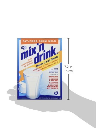Saco Mix'n Drink, Instant Non-Fat Dry Milk (makes 3 quarts) 9.6oz (pack of 3)