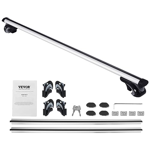 VEVOR Dachträger Universal Dachgepäckträger Auto Alu Querträger 90 kg Tragkraft, für erhöhte Seitenschiene mit Lücke, passend Innenabstand des Dachbalkens 19-118 cm, Rohrdurchmesser 28-68 mm