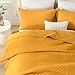 Wistown Cotton Quilt Bedding Sets Queen Size, 3 Pieces Reversible Lightweight Coverlets Comforters Bedspreads for All Seasons,Geometric Stitched Pattern,Yellow