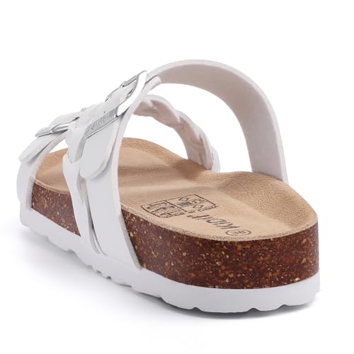 Image of KIDMI Women's Cork Footbed Sandals with Arch Support Comfortable Slip-On Slide Sandals With Adjustable Buckle for Summer