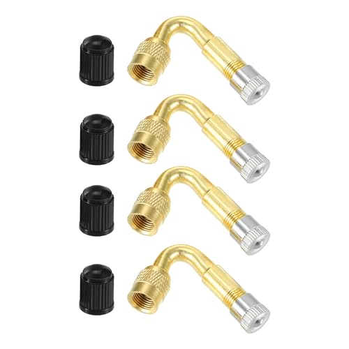 Image of 1 Set 45-Degree Universal Tire Valve Stem Extenders Extension Adapter - Cars RV Bicycles Motorcycles Trailers Tubeless Tire Valve - Copper Gold Tone