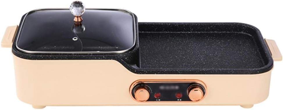 2 In1 Electric Grill And Hot Pot, BBQ Pan Grill And Hot Pot, With Temp Contro