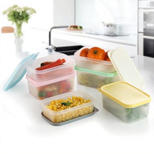 Image of Plastic Storage Food Containers with Lid Set of 6 (3x350ml & 3x250ml) Multicolor,BPA Free Food Grade Plastic Container,Microwave & Dishwasher Safe,Airtight Leak Proof,Lunch box for office