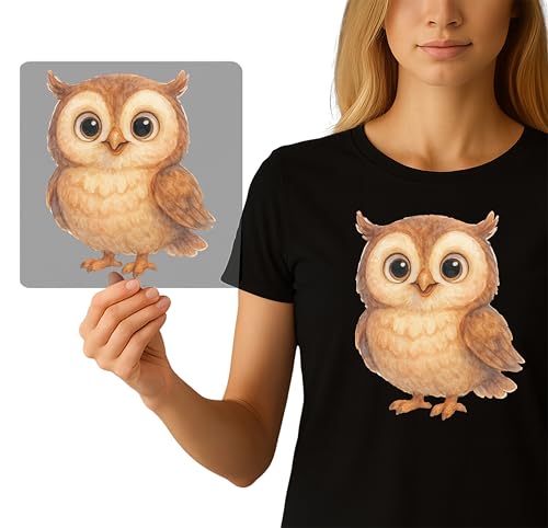 Ready-to-Press Owl DTF Heat Transfer for DIY Apparel | Whimsical Iron-On Graphic for Crafters | Wood