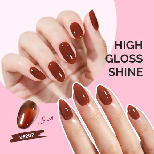 Image of MelodySusie Jeweliver Gel Nail Polish, 0.5Fl.oz Gel Polish Brown Color Soak Off UV LED Light Cure Gift for Women Manicure Nail Art DIY at Home B6202