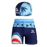 Echinodon Jungen Badehose mit Badekappe Bade-Set Kinder Baby Badebekleidung Badeshorts Bademode Hai 160