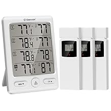 Geevon Indoor Outdoor Thermometer Wireless with 3 Remote Sensors, Digital Hygrometer Indoor Thermometer, Temperature Humidity Monitor Gauge with 200FT/60M Range