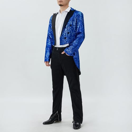 Mens Sequin Tuxedo Jacket Tails Y2k Tailcoat Blazer Coat Swallowtail Prom Blazer Suit Jacket Clubwear2