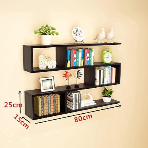 Image of Wall Mount Floating Shelves for Books Shelf, Antiques, Organizer, Storage - DIY - MDF (Wenge)