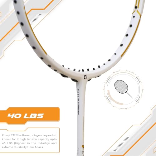 Image of Apacs Finapi 232 Xtra Power + Falcon Kitbag Combo | 40LBS Extra Strong Frame | 100% Top-Grade UHM Japanese Graphite | Professional Unstrung Racket with Free Full Cover | Premium Badminton Combo Set