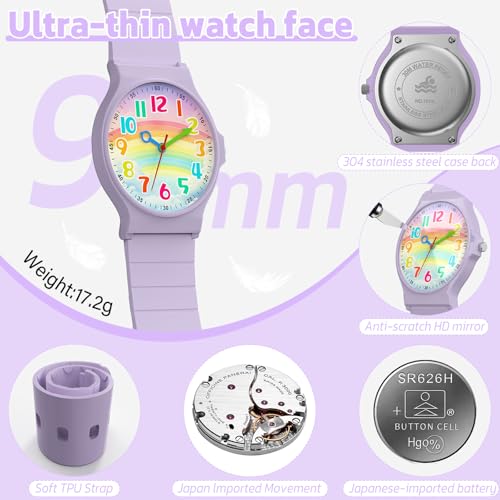 Image of Edillas Kids Teens Watch Analog Girls Boys, Waterproof Stylish Watch for Children,Students with Soft Silicone Strap for Kids Teens 4-16 Years Old