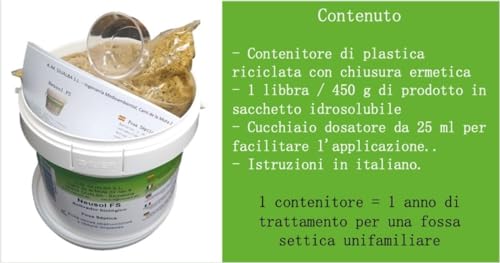 Neusol FS - Attivatore biologico Trattamento Batteri Enzimi Fossa settica Pozzo nero Elimina gli odori Migliora la filtrazione Previene gli intasamenti Riduce lo svuotamento/pulizia - 2