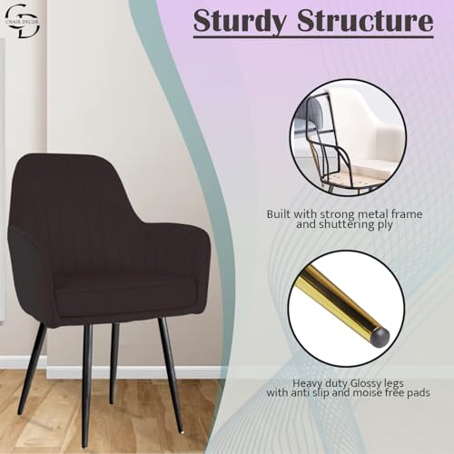 Image of Velvet Accent Chair | Luxury Upholstered Armchair with Sturdy Metal Legs | Modern Comfortable Chair for Living Room, Bedroom, Office, or Cafe (Black Legs, Black)