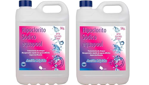Pack 2 x Cloro Choque Líquido HIPOCLORITO SÓDICO AQUAPOOL - Cloro Acción rápida - Súperclarificante - Recuperador Aguas difíciles - Apto Liner (12.00, Kilogramos)