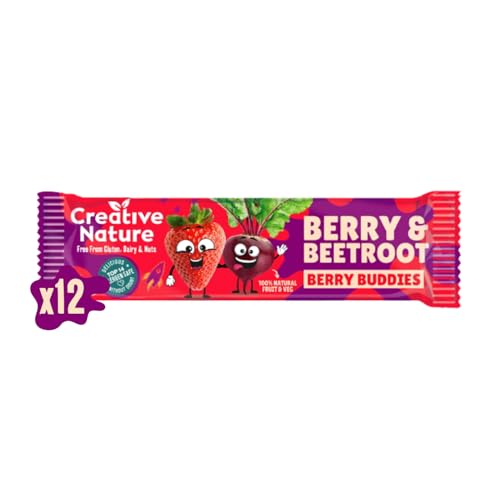 Creative Nature Snack Bars | Berry & Beetroot Flavour | Gluten Free | Oat and Fruit | Healthy Kids Snack Bar, Lunchbox Snacks | Top 14 Allergen Free |12 Bars x 25g