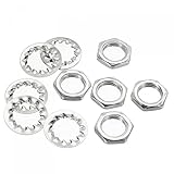 Estas tuercas hexagonales M10 sirven para atornillar en el tubo de la lámpara. Y la arandela estándar es para distribuir la carga de la superficie de los accesorios fijados. Comúnmente utilizado para fijar tuberías roscadas a la hora de ensamblar, reemplazar, reparar candelabros, luces de techo o hacer otros proyectos de lámparas de bricolaje.