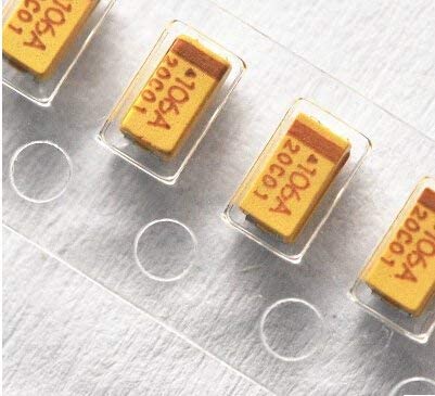 GURU ELECTRONICS 100PCS Tantalum Capacitor 16v10UF 106 10UF 16V A3216 Type A 1206 Volume AVX Yellow