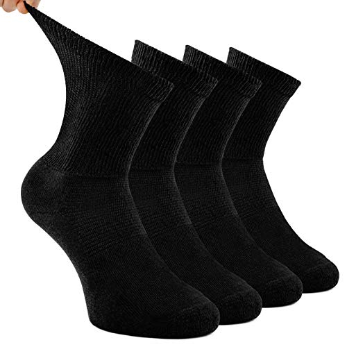 Busy Socks Extra Wide Top Diabetic Crew Socks for Men, Women's Comfortable Lightweight Super Soft Gentle Casual Socks Black 4 Pack Large by Busy Socks - Used condition - US$7.47