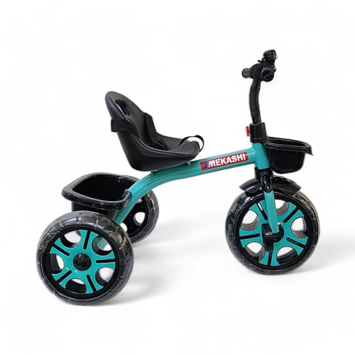 Image of MEKASHI T-001MW Plug N Play Kids Trike /Baby Tricycle, Big Size Storage Basket, Bell, Comfortable Seat with Seat Belt, 12 to 48 Months, Load Upto 35Kg, Easy Assembly, Heavy Guage Steel Frame, Sea Green