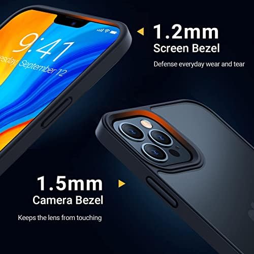 TORRAS Shockproof iPhone 12 Pro Max Case, [Military Grade Protection] Slim yet Protective Translucent Matte Hard Back with Soft TPU Edge Case Cover for 6.7 inchGuardian Series-Matte Black