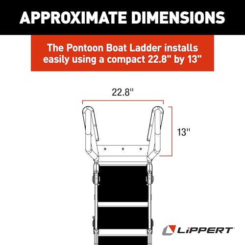 Lippert SureStep Pontoon Ladder for Boats, Slip-Resistant Steps, Easy Boarding for Kids & Dogs, Stainless Steel Handrails, Powder-Coated Aluminum Steps, Saltwater Rated - 2025041871 - Thumbnail 3