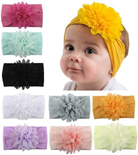 Baby Head Wrap Chiffon Flowers Newborn Infant Soft Nylon Headbands