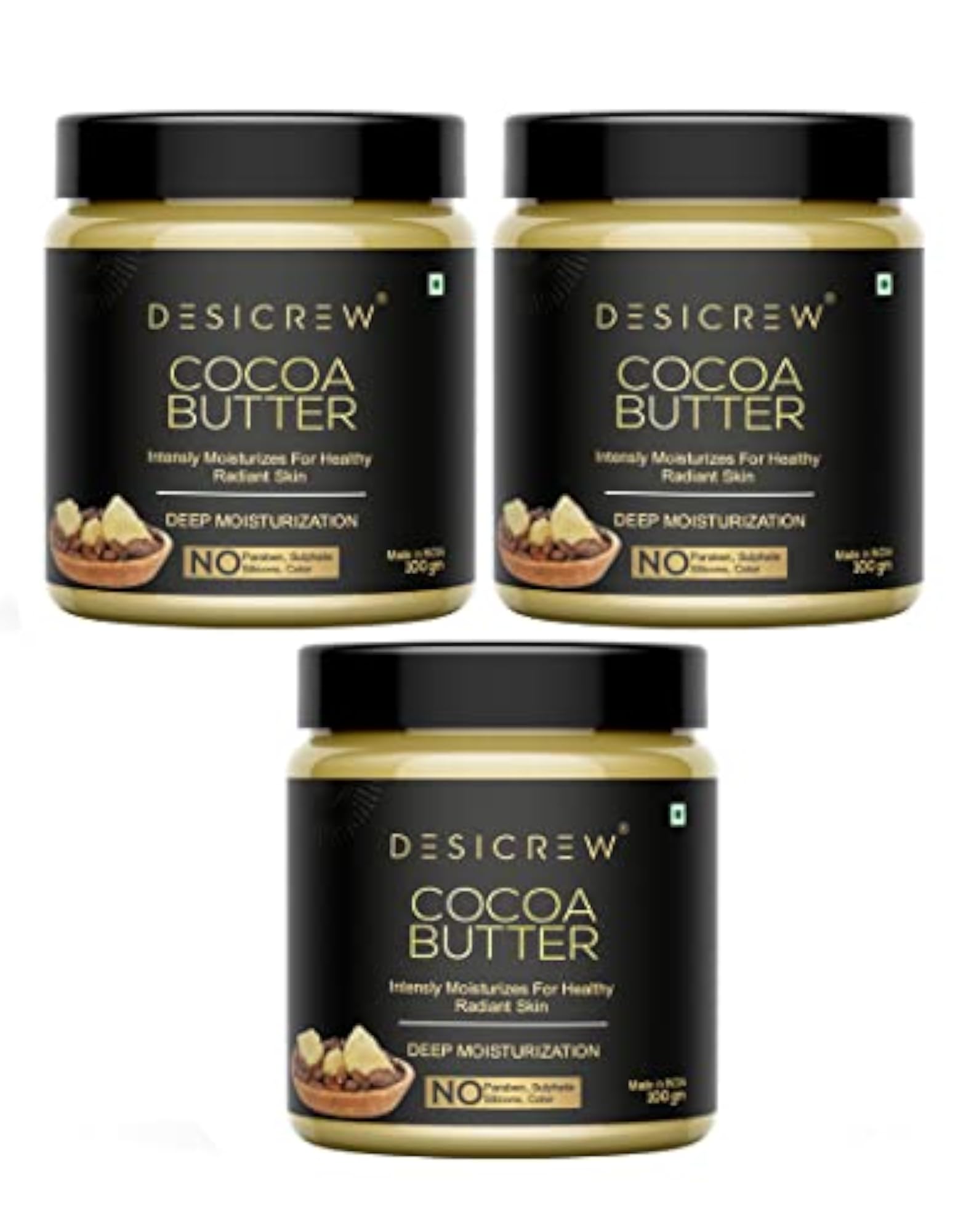 Pure Organic Cocoa Butter for Stretch Marks, Pack of 3, 300g