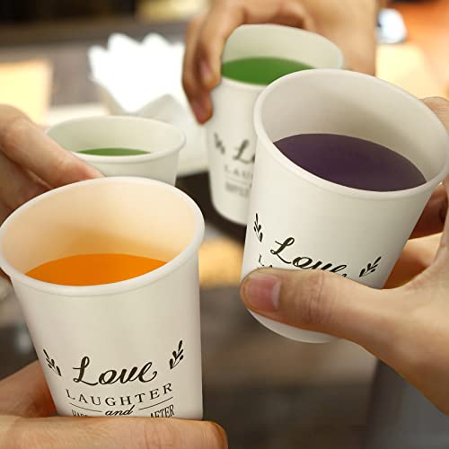 Newtay 50 Pack Paper Cups for Wedding Disposable Happily Ever After Reception Drinking Cups Disposable Bridal Shower Cups 9 oz Love Tea Coffee Cups for Birthday Anniversary Fall Wedding Christmas