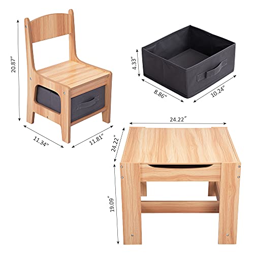 Sandinrayli Wooden Kids Table And Chair Set, 3 In 1 Kids Dining Table With Chairs, Toddler Table And Chair Set With Storage Drawer, Children Activity Table For Playing, Drawing, Reading #TOP5
