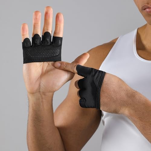 Guantes de gimnasio sin dedos con medio agarre y protección antideslizante transpirable 7
