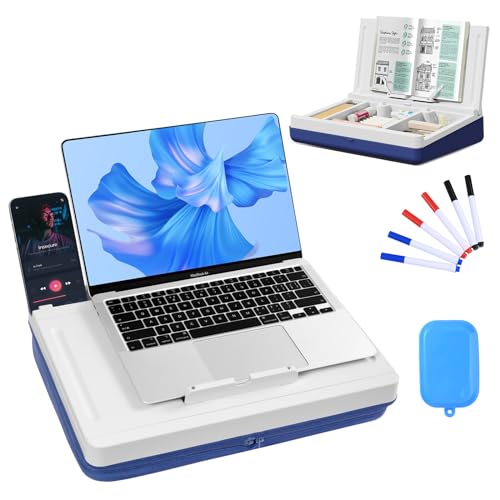 Nauttxon Lap Desk with Cushion Storage Washable - Portable Writing Lap Desk for Laptop with iPad Slot- Home Office Lap Desk for Couch Bed -Fits Up to 15.6 Inch Laptop