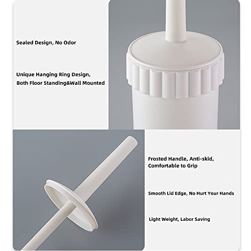 Toilet Brush, Floor Standing And Wall Mounted Holder, Bathroom Cleaning Scrubber (1 Pack, White) #TOP3