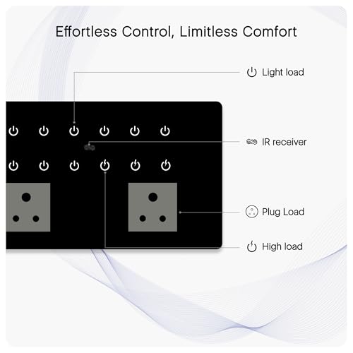 Image of IOTICS Smart Wifi Switch Board: 12 x Switch & 2 Smart Plug Module. Touch Control, Remote, App Control. Voice Control with Alexa & Assistant. Smart Touch Switch Board For Home Automation (Black)