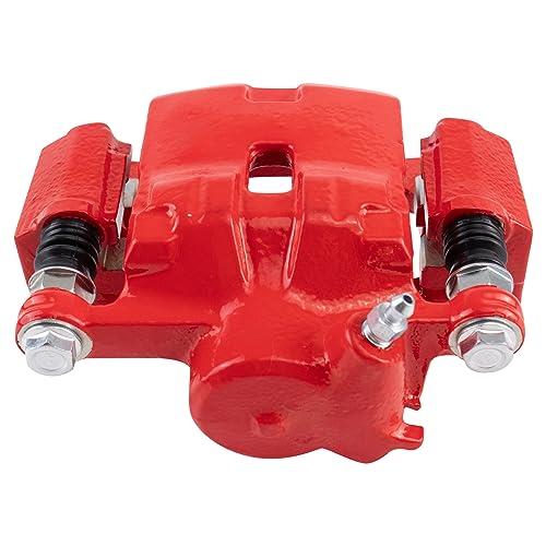 Image of TRQ Rear Left Brake Caliper w /Bracket Performance Red Drivers Side | For 2009-2013 Subaru Forester 2008-2014 Impreza 2015-2019 WRX