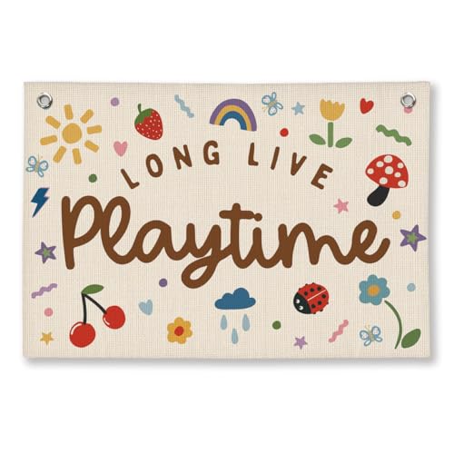ShowDraven Playroom Wall Decor Kids Toddler Boy Girls Playroom Decor Hanging Linen Banner Play Room Wall Decor for Kids Boys Girls Nursery 20x30 Inch
