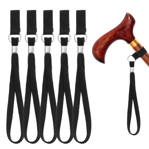 5PCS Walking Cane Wrist Strap Replacement, Black Adjustable Wrist Strap