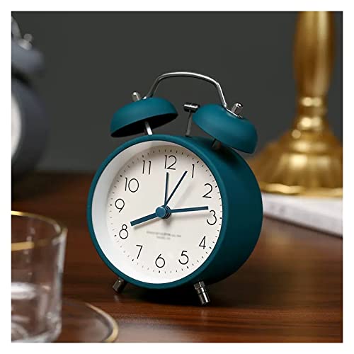 despertador Reloj despertador con dos campanas, súper silencioso, sin tictac, de 3 pulgadas, con retroiluminación, sin repetición, funciona con pilas, for dormitorio, campana fuerte for personas que d