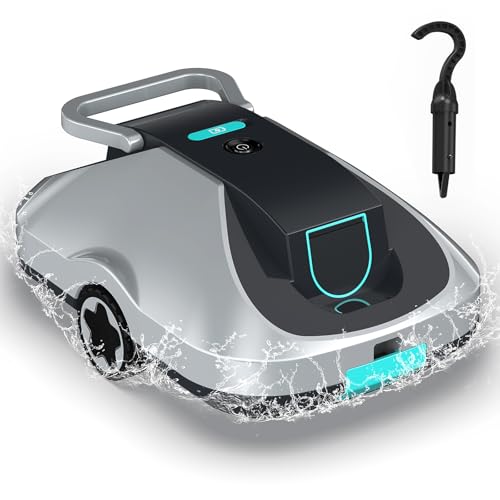 C1 Robotic Pool Cleaner, 200-Min Cordless Pool Vacuum for Above Ground & Inground Pools up to 2500 Sq.ft, Automatic Pool Vacuum Robot for Leaves & Dirt, Powerful Suction Self-Parking-Arctic