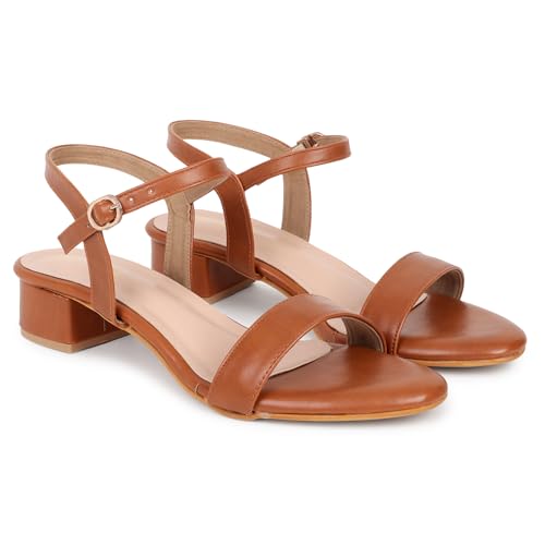 Image of TRASE Women Block Heel Sandals with Ankle Strap, Stylish and Comfortable Design, Perfect for Casual Outings