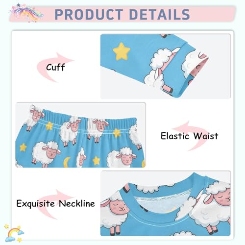 Pajama Sets Long Sleeve Sheep and Stars on Blue Soft Comfy Sleepwear 2 Piece PJS 3-8T4