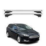 Menabo Barres de toit compatibles avec Ford Focus III Break 2011 2018 en aluminium argenté 2 pièces pour porte vélos, porte skis, coffre de toit, verrouillables