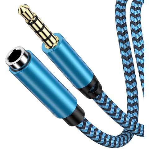 3.5mm Audio Cable, HOOTEK Headphone Extension Cable 6FT Aux Cord Extender Nylon Braided Male to Female Headphone Splitter Adapter with Microphone for Headset or Smartphone, iPhone, iPad, Media Players Cover