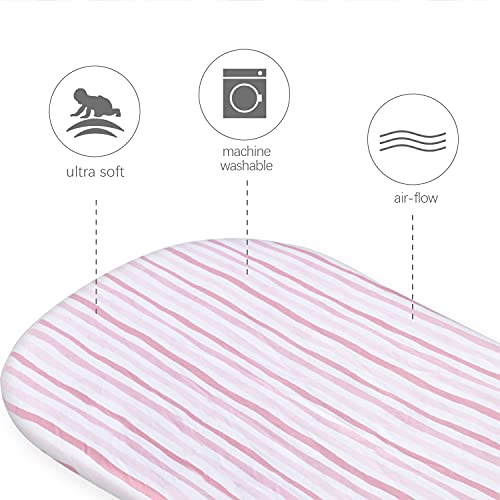 Bassinet Sheets Fit For Halo, Dream On Me, Ingenuity, Fisher Price, Delta, Graco And Other Oval Bassinet Mattress 2 Pack, 100% Fitted Jersey Knit Cotton Sheets, Pink Print For Baby #TOP3