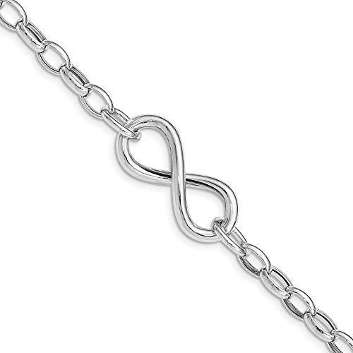 Solid 925 Sterling Silver Infinity Love Knot Symbol Link Bracelet - with Secure Lobster Lock Clasp 7.5