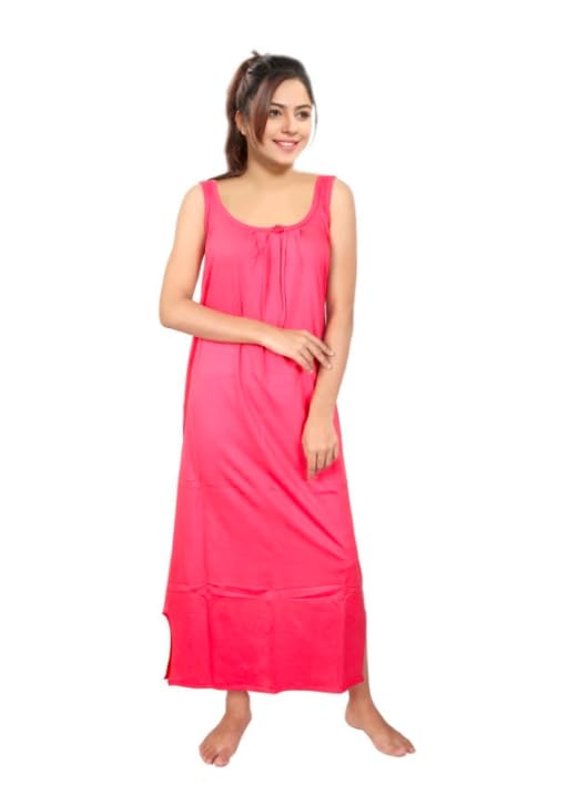 Image of Women's Sleeveless Maxi Night Dress, Spaghetti Strap Nighty, Comfortable Sleepwear Pack of 2