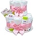 MilaBoo® 2-stöckige Windeltorte Mädchen mit Premiumprodukten I Besonderes Geschenk zur Geburt I Persönliches Babygeschenk zur Taufe und Babyparty (rosa)