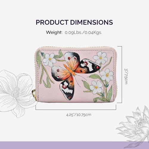 Image of Anuschka Women's Hand-Painted Genuine Leather Accordion Style Credit and Business Card Holder - Butterfly Melody