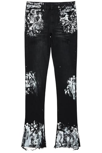 Men's Kodak Black/White Painter Stacked Flare Jean2