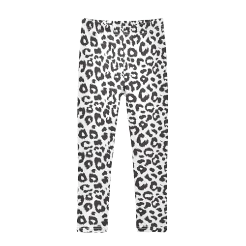 ALAZA Girls' Leggings Children's Yoga Pants Skinny Printed Dance Black White Cheetah Leopard Comfortable 4T